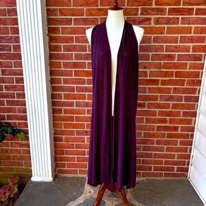 ecote Open Front Maxi Length Vest. XS/S. EUC. 
Mauve/Navy Stripe.